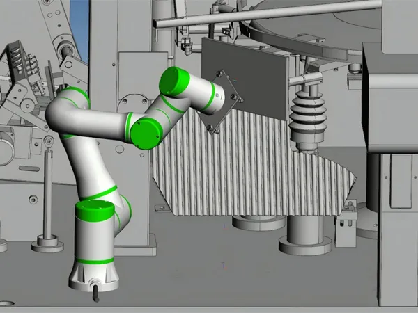 Robotic arm at the output station